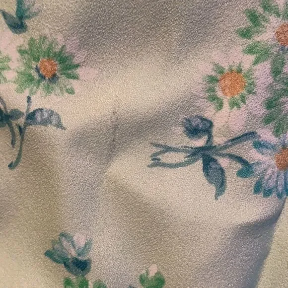 Vintage 70s 60s mint green floral short summer dress capped sleeves open back - Picture 6 of 8